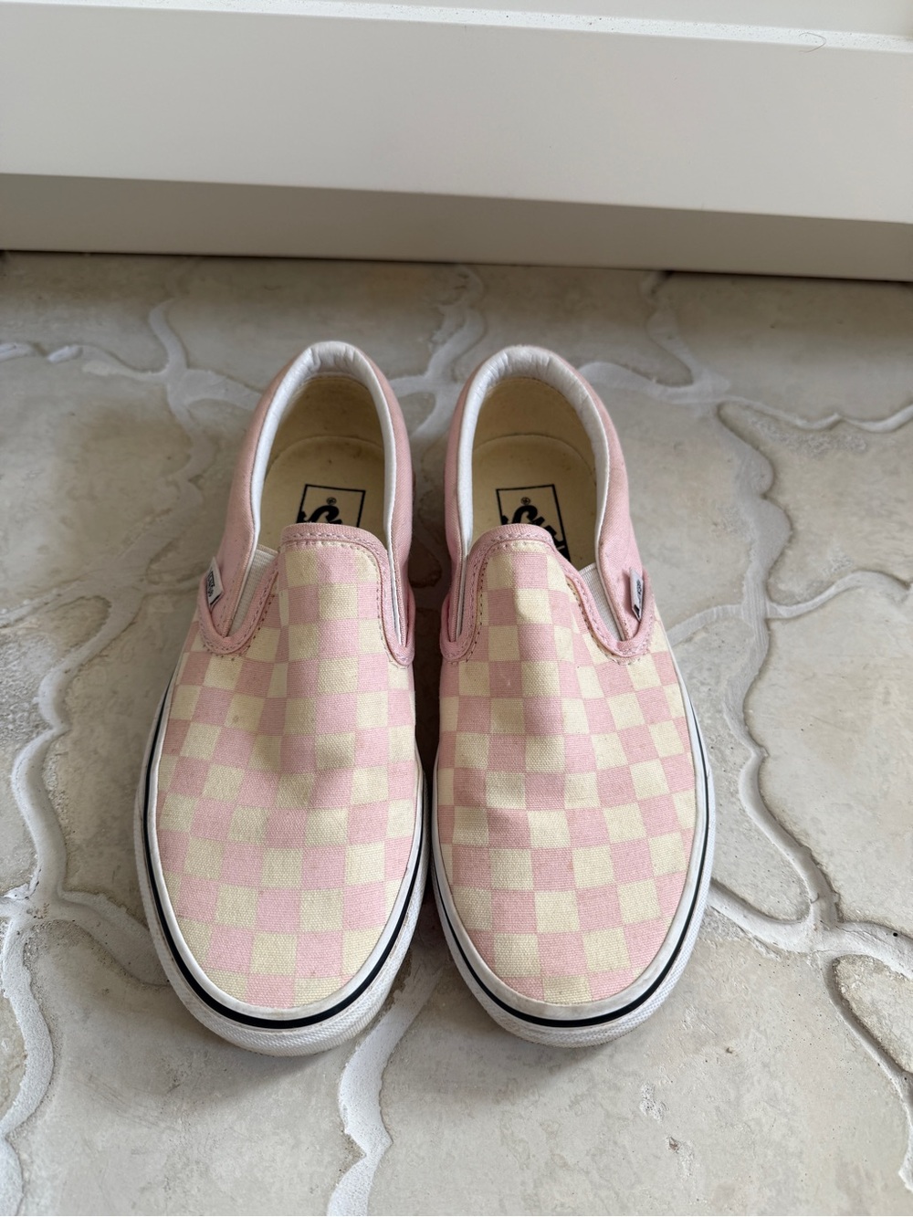 Women’s Pink Checkered Slip-On Vans 6.5